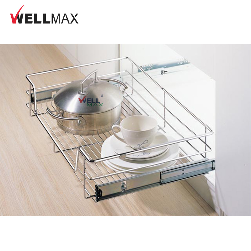 WELLMAX Kitchen Accessories Drawer Basket Pull Out Dish Pot Dish Rack Storage Organizer