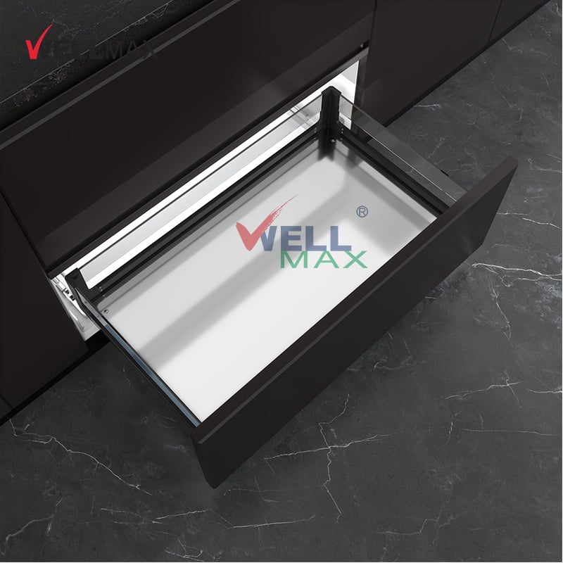 WELLMAX Multifunctional Kitchen Storage Stainless Steel Dish Rack Pull Out Drawer Basket Cabinet Organizer