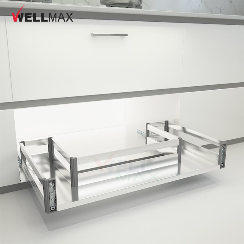 WELLMAX Pull Out Drawer Cabinet Organizer Kitchen Accessories Sliding Under Sink Storage Basket