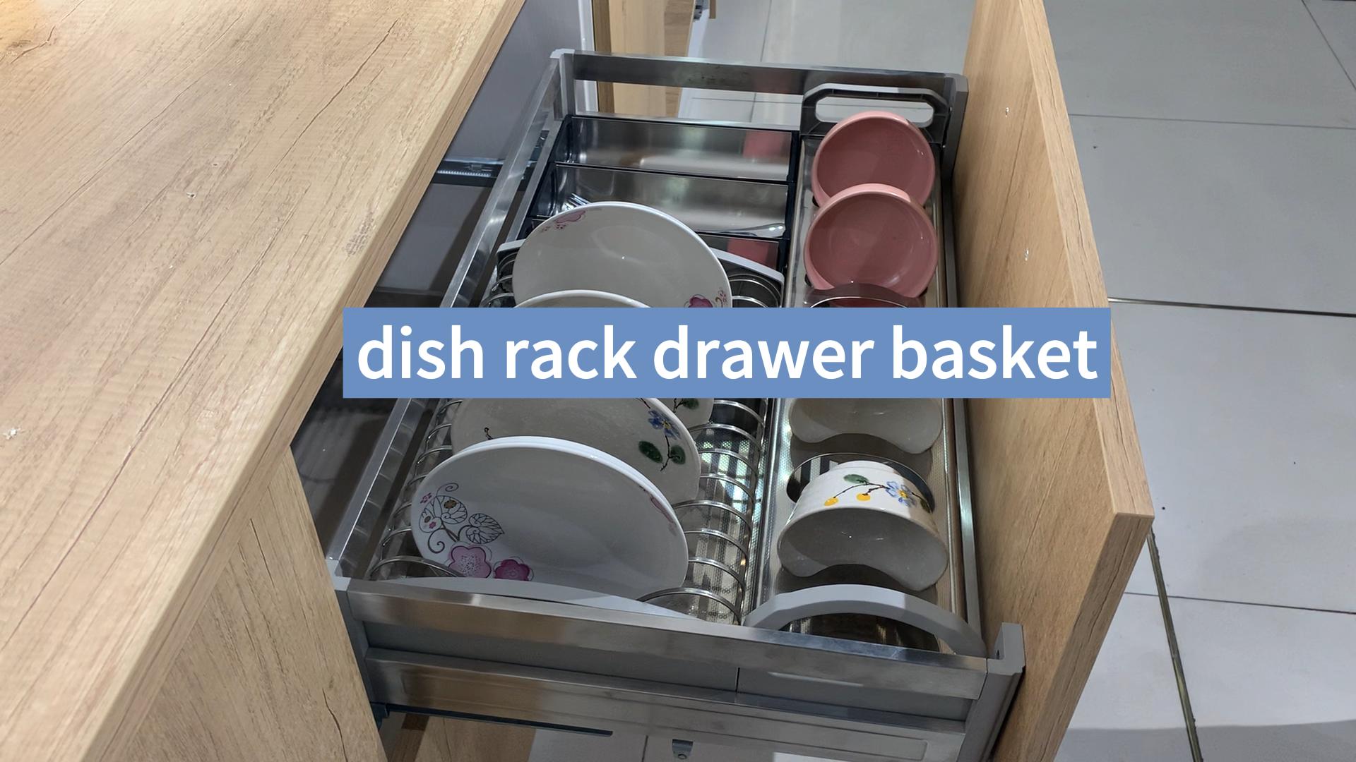 WELLMAX Kitchen Utensils Storage Basket Multifunction Dish Rack Pull Out Drawer Basket