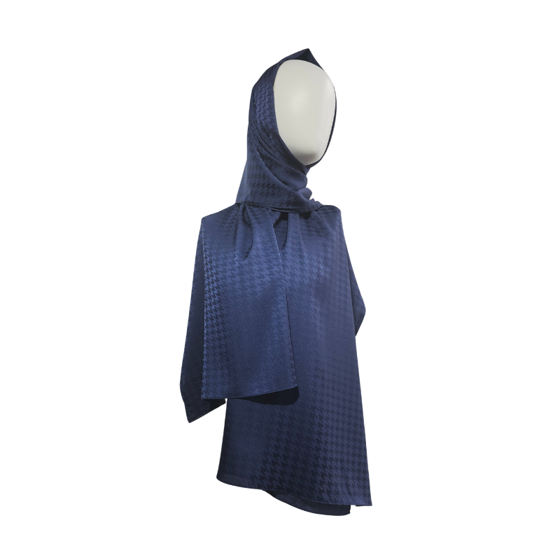 Houndstooth Jacquard Design Matte Silk Satin Shawl FC24016-2