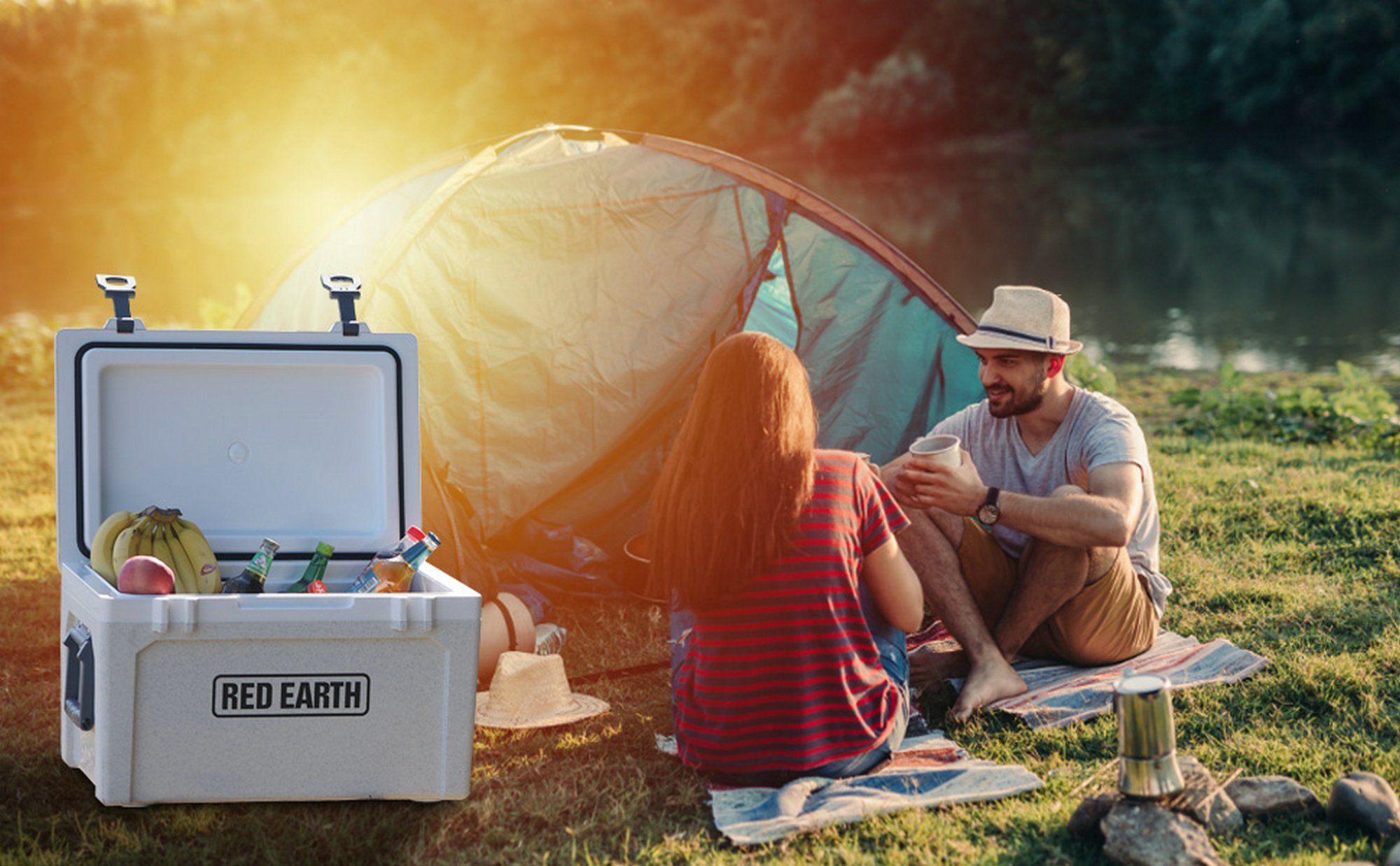 RedEarth SK5000 hard cooler - heavy duty 52qt ice chest for beach, fishing, tailgating and camping