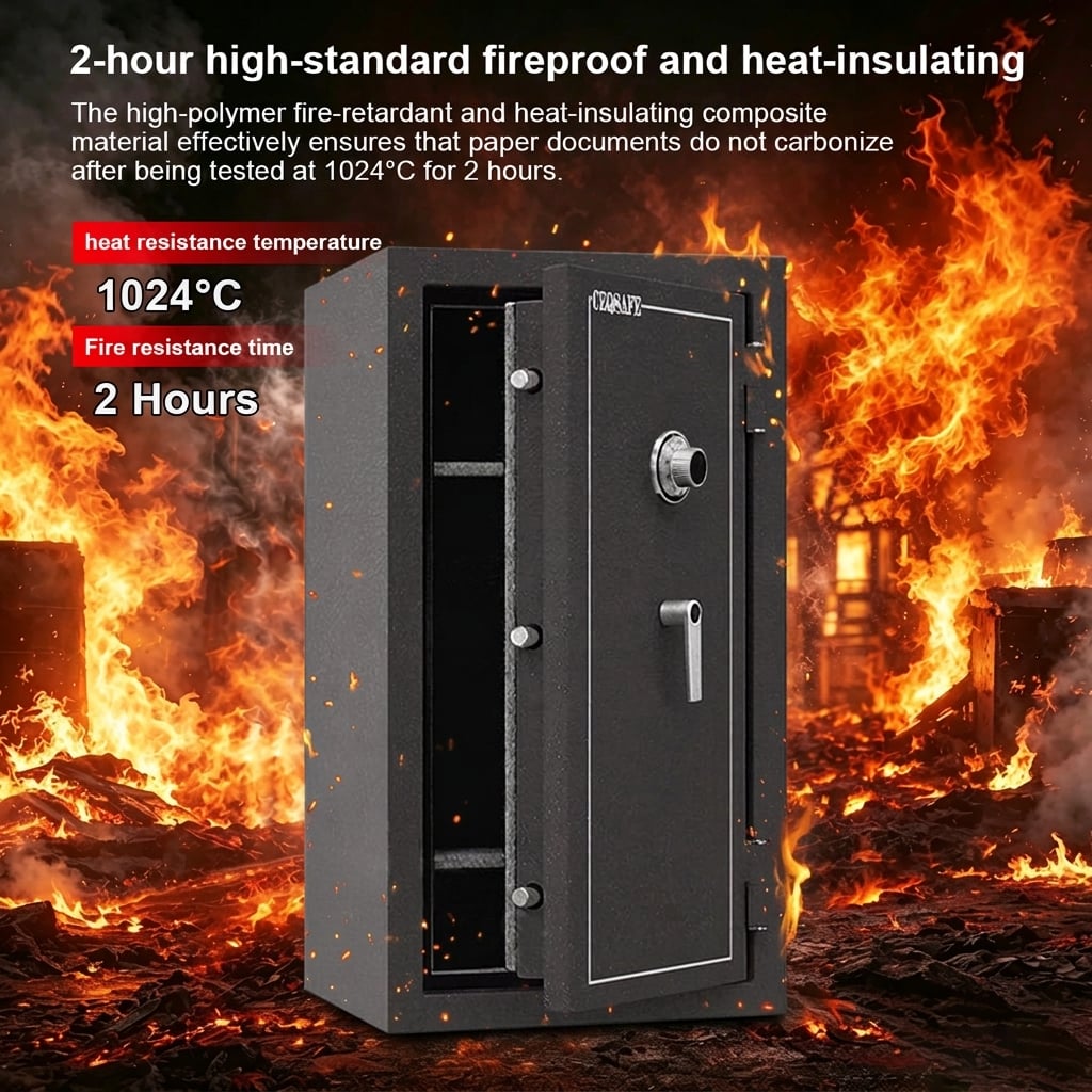CEQSAFE High Security Fireproof Safe Box 4 Wheels Combination Lock Electronic Steel Combo Lock
