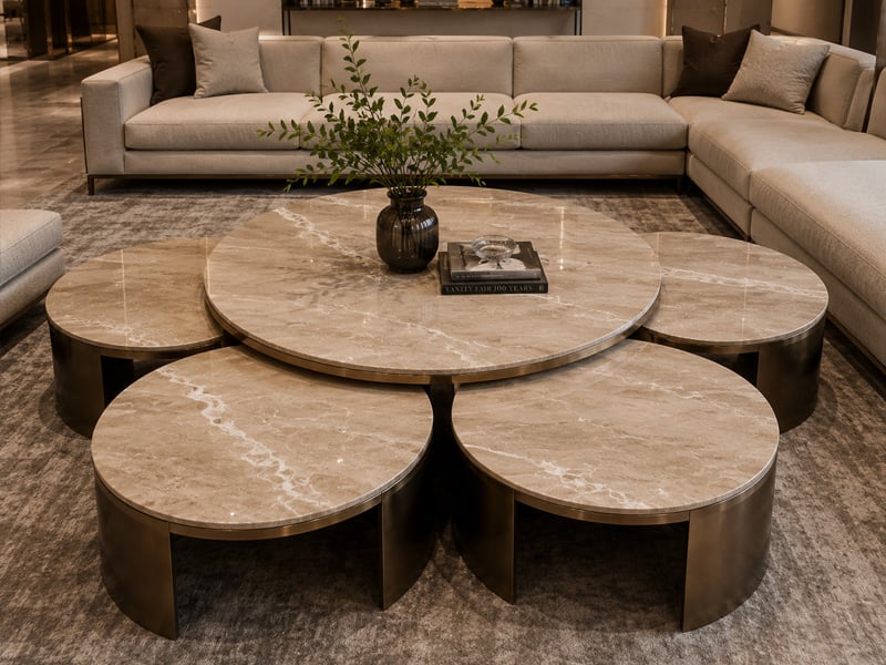 Dino Beige Marble Round Coffee Table Top