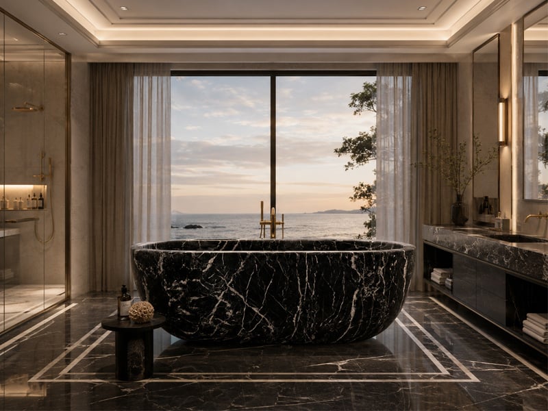 Nero Marquina Marble Bathroom Bathtub Supplier