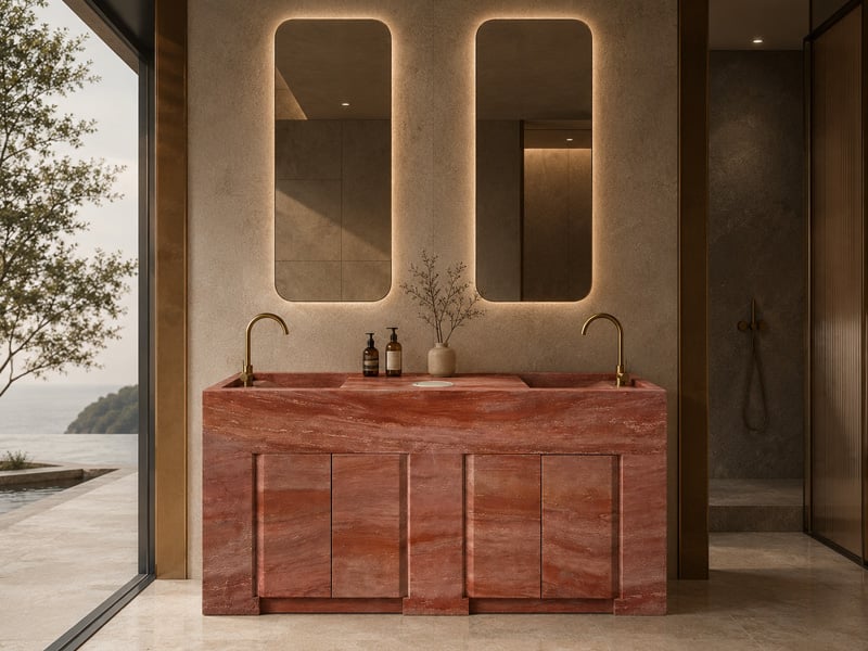 Customization Red Travertine Kitchen Island