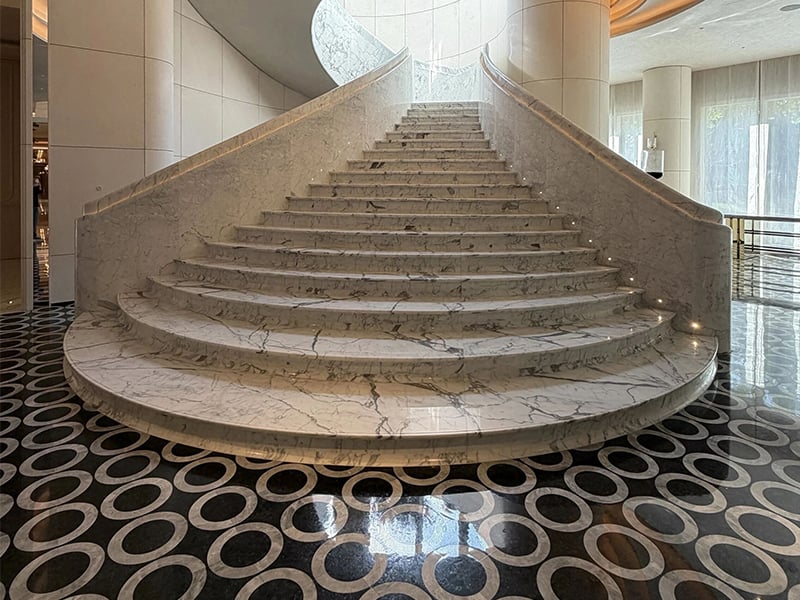 Hotel Natural Marble Staircase Flooring Project