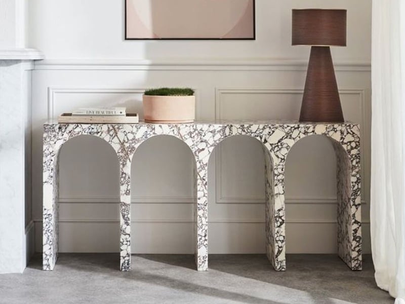 Calacatta Viola Marble Living Room Arch Shaped Console Table