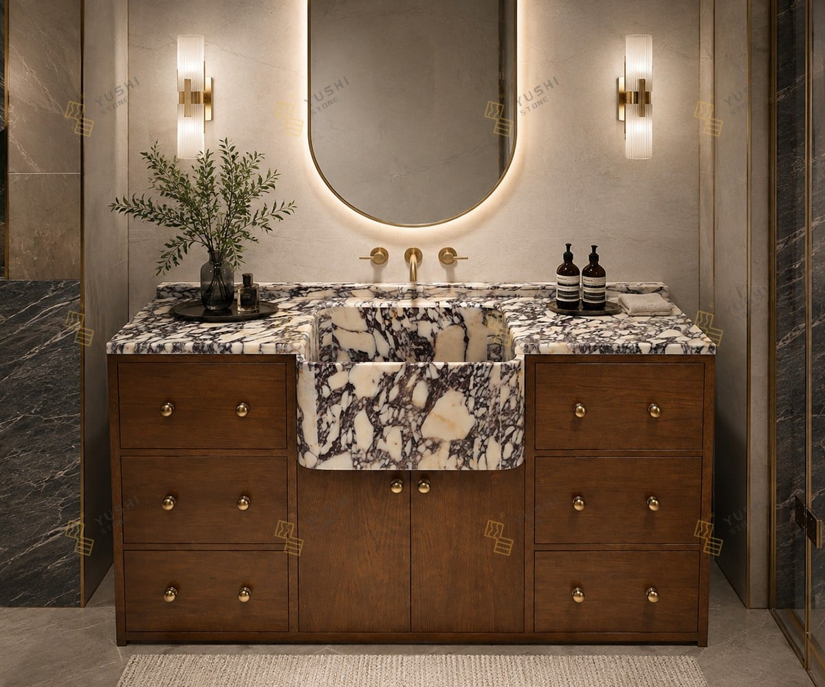 Custom Calacatta Viola Marble & Solid Wood Bathroom Vanity.jpg