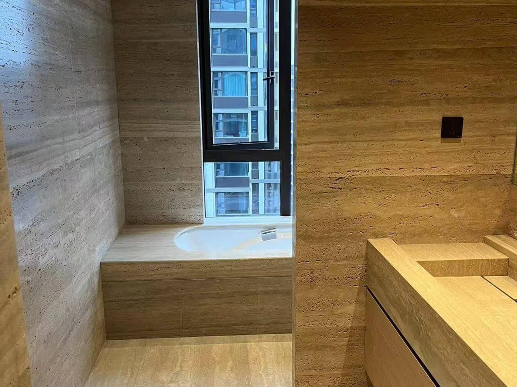 Italy Silver Travertine Apartment Bathroom Project