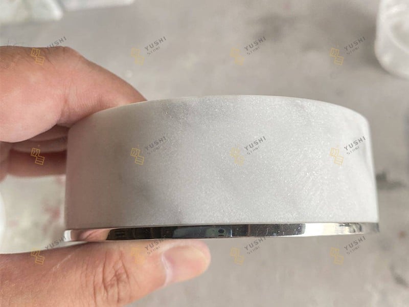 Custom Carrara Marble Soap Dishes Precision Metal Base Assembly (2).jpg