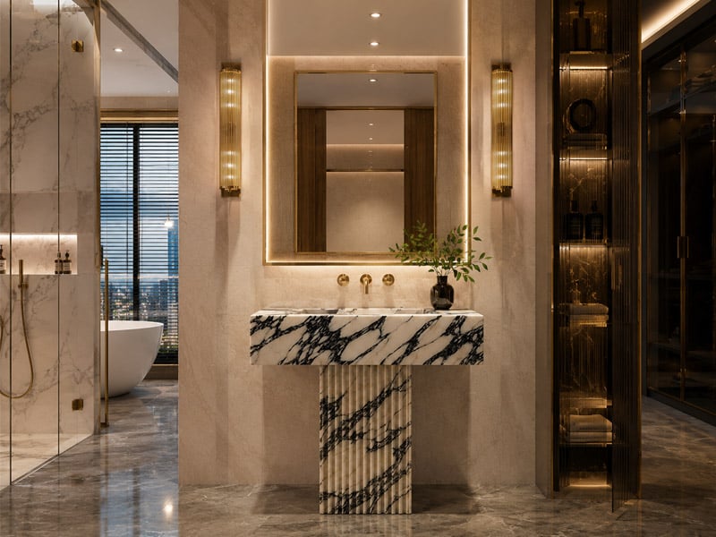 Calacatta Viola Marble Integrated Standing Sink