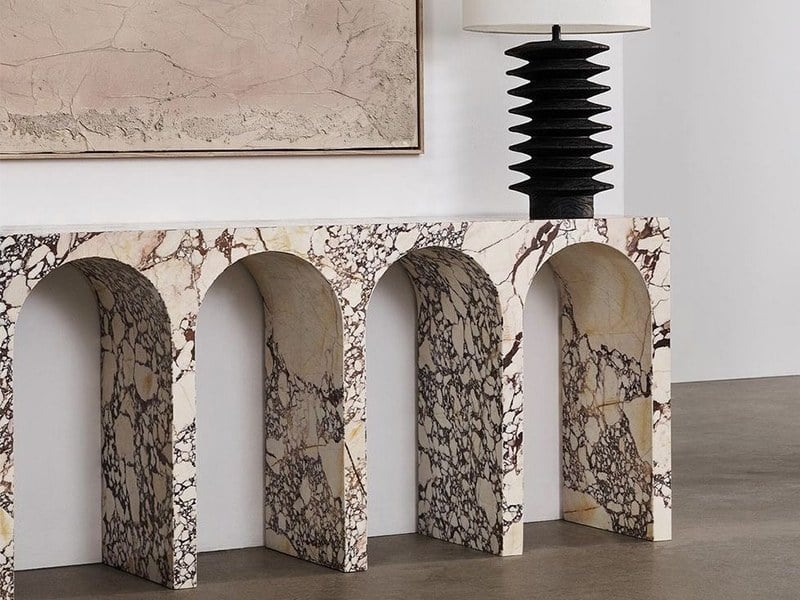 Calacatta Viola Marble Living Room Arch Shaped Console Table