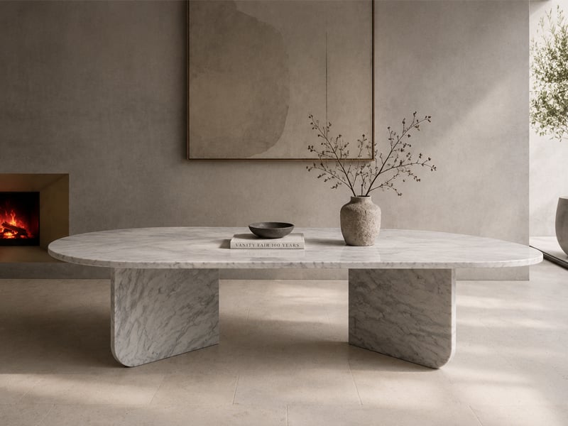 Carrara White Marble Dining Table