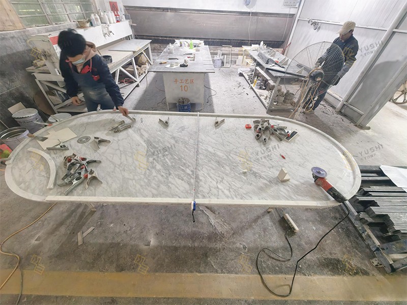 Custom Carrara White Marble Oval Dining Table (4).jpg