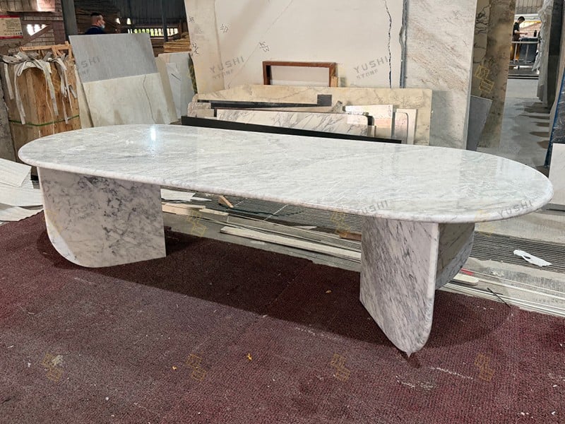 Custom Carrara White Marble Oval Dining Table (5).jpg