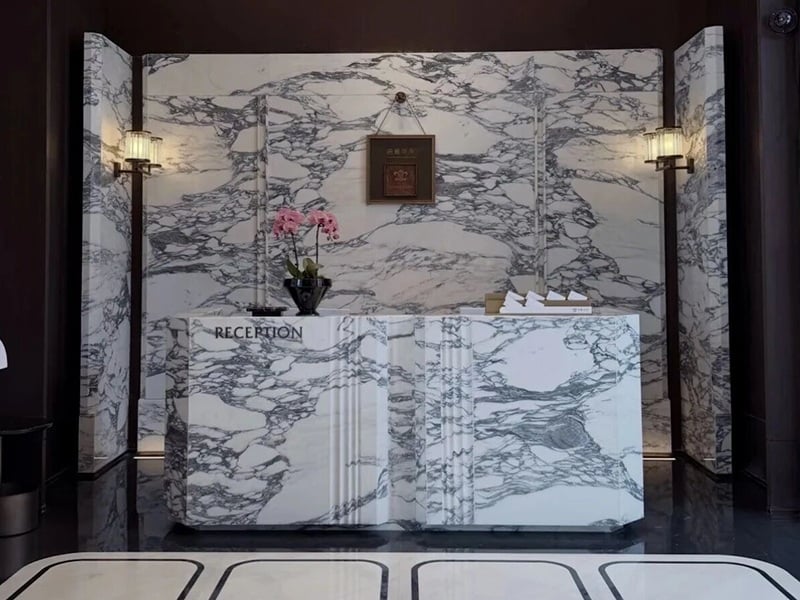 Arabescato Marble Reception Desk Project