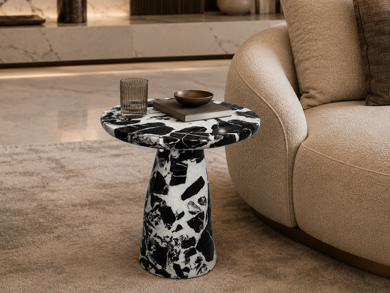 Napoleon Black Marble Side Table