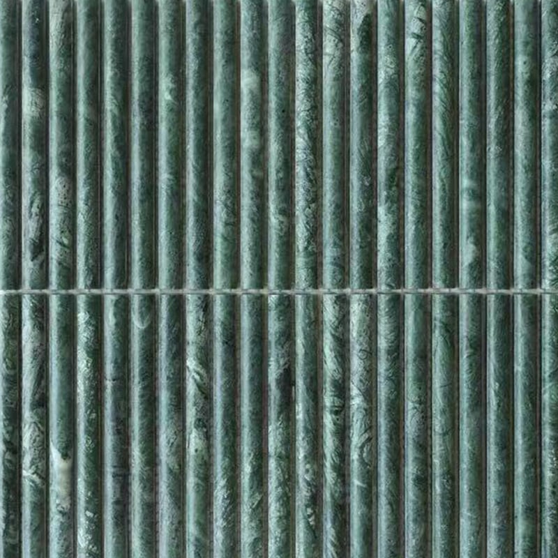 3D Grooved Mosaic Verde Alpi Marble Tiles