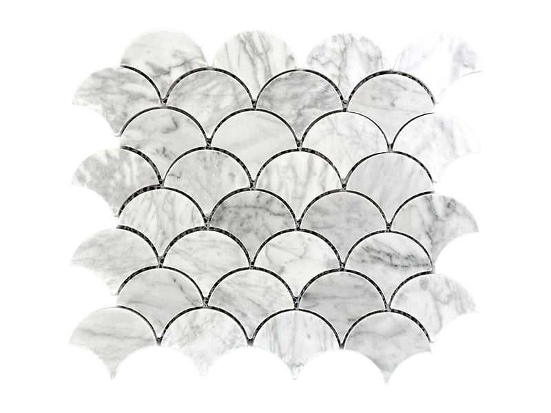 Bianco Carrara White Marble Fan Shaped Mosaic Tile