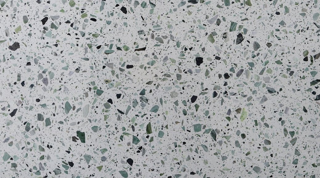 White Terrazzo with Green Particles