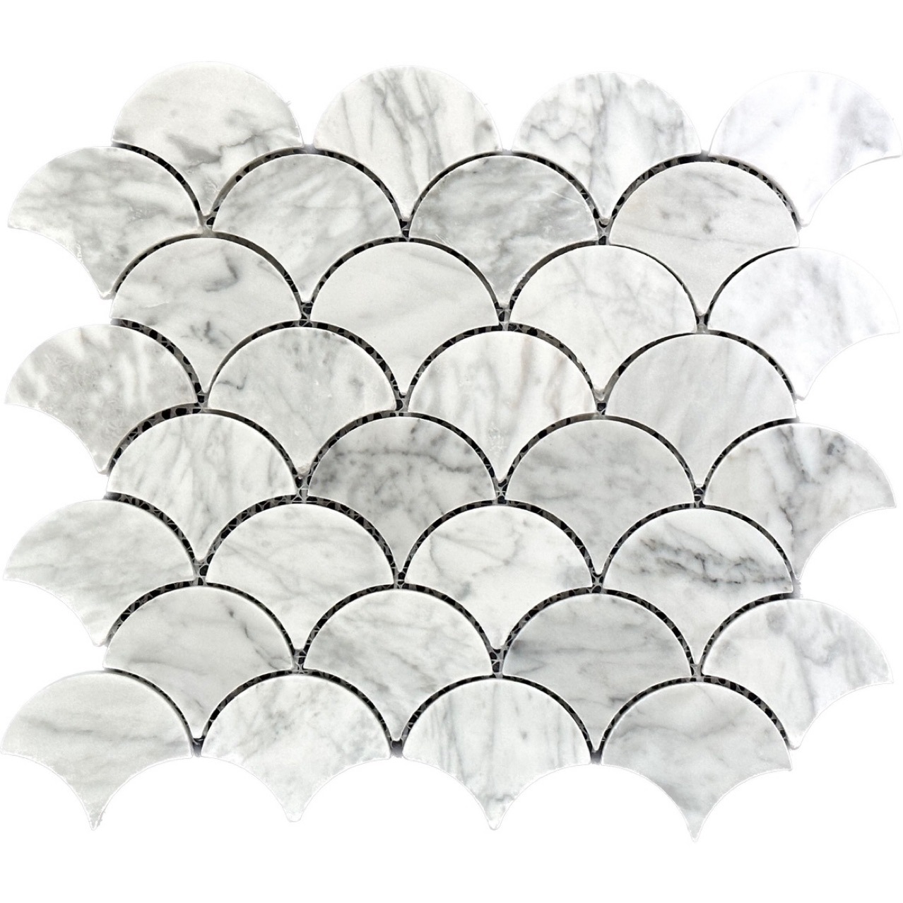 Bianco Carrara White Marble Fan Shaped Mosaic Tile
