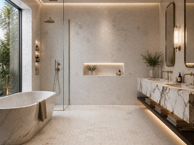 Hexagonal Bianco Carrara White Marble Stone Mosaic