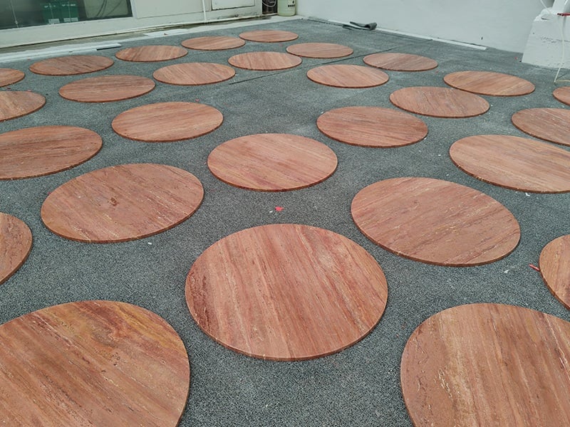 Red Travertine Round Coffee Table Top