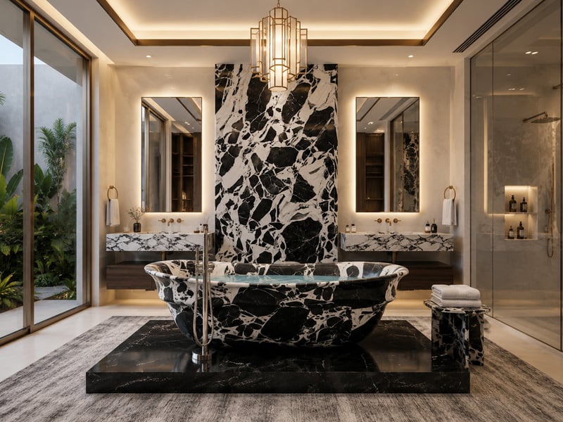 Bvlgari Black Marble Bathroom Bathtub