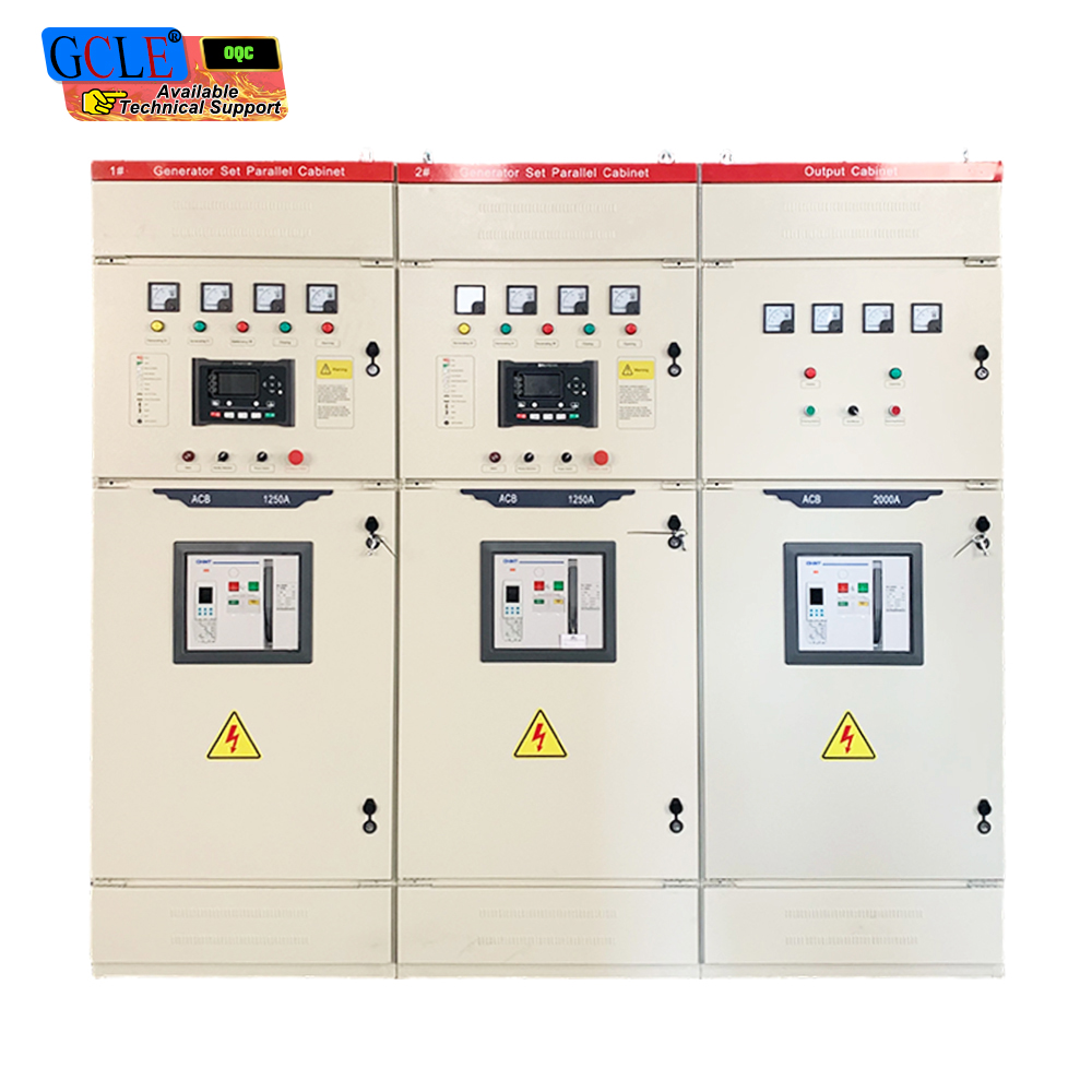 Complete Generator Parallel Switchgear, 2×1250A Genset Parallel Cabinets Plus 2000A Main Output Cabinet, Air Circuit Breaker Synchronization Control Panel