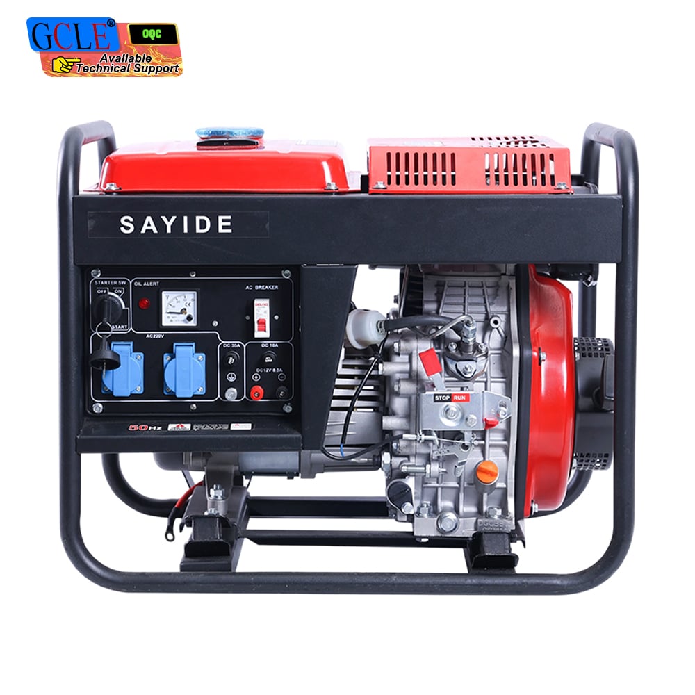 SAYIDE Open Frame Diesel Generator 2-3KW Black Frame Red Tank Version