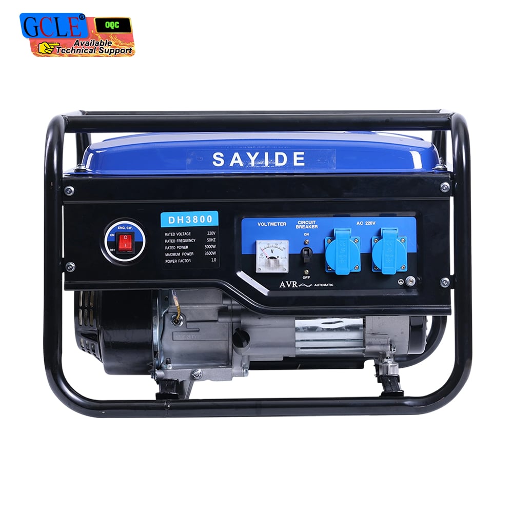 SAYIDE DH3800 Open Frame Gasoline Generator Blue Tank Black Panel Version