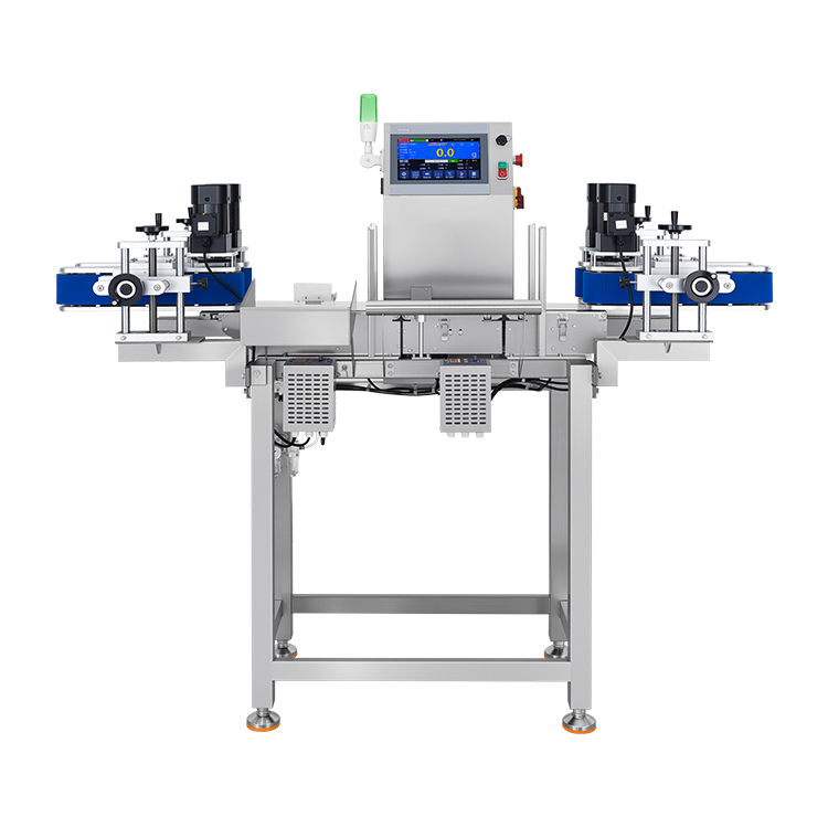 Checkweigher with Clamping Mechanism for Bottles and Cans