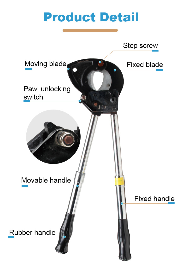 j30 easy operation steel manual ratchet cable cutter wire-4