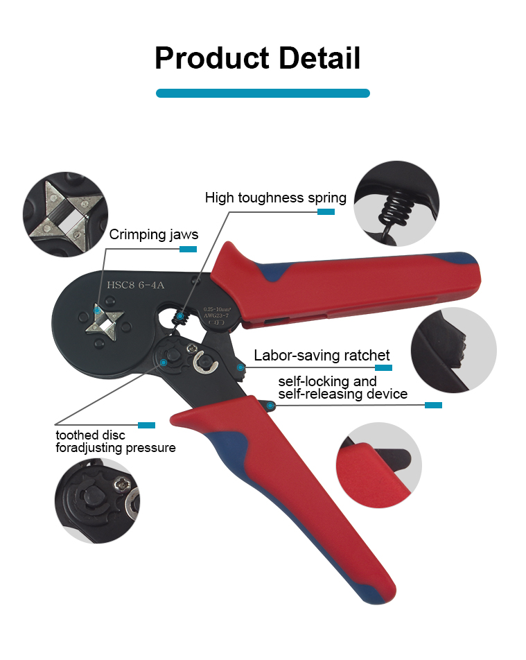 hsc8 6 4a ve tubular copper crimp insulated tool pliers electric wire cord end connectors terminals kit-2