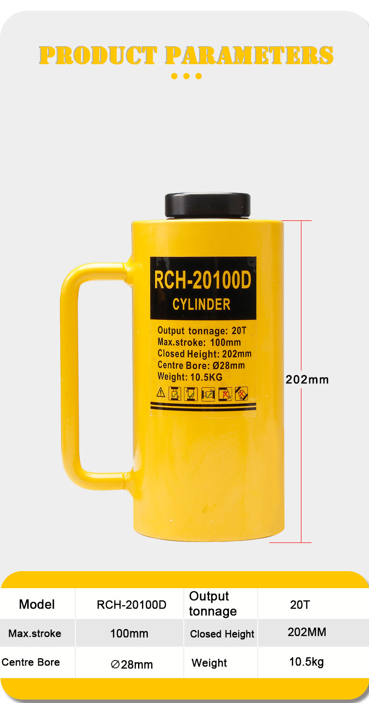 rch 20100d center hole hydraulic jack hollow ram hydraulic plunger cylinder-8