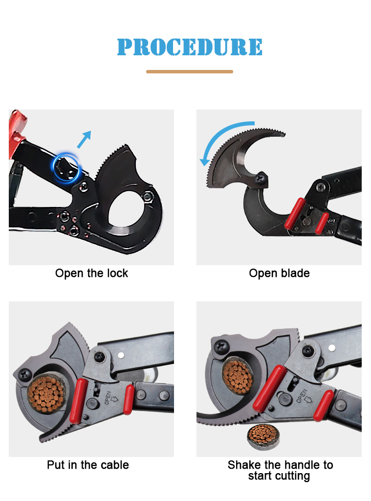 cc 325 industrial grade ratchet cable cutter oem  odm support for cu al 240mm-3