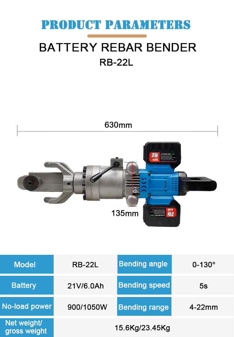 rb 22l portable hydraulic battery steel bar bending machine hydraulic electric rebar bender for sale-1