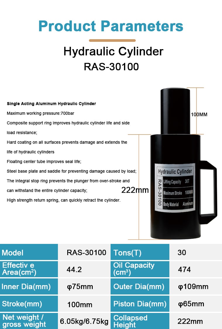 ras 30100 new arrival aluminum single acting lock nut lightweight china hydraulic jack-1
