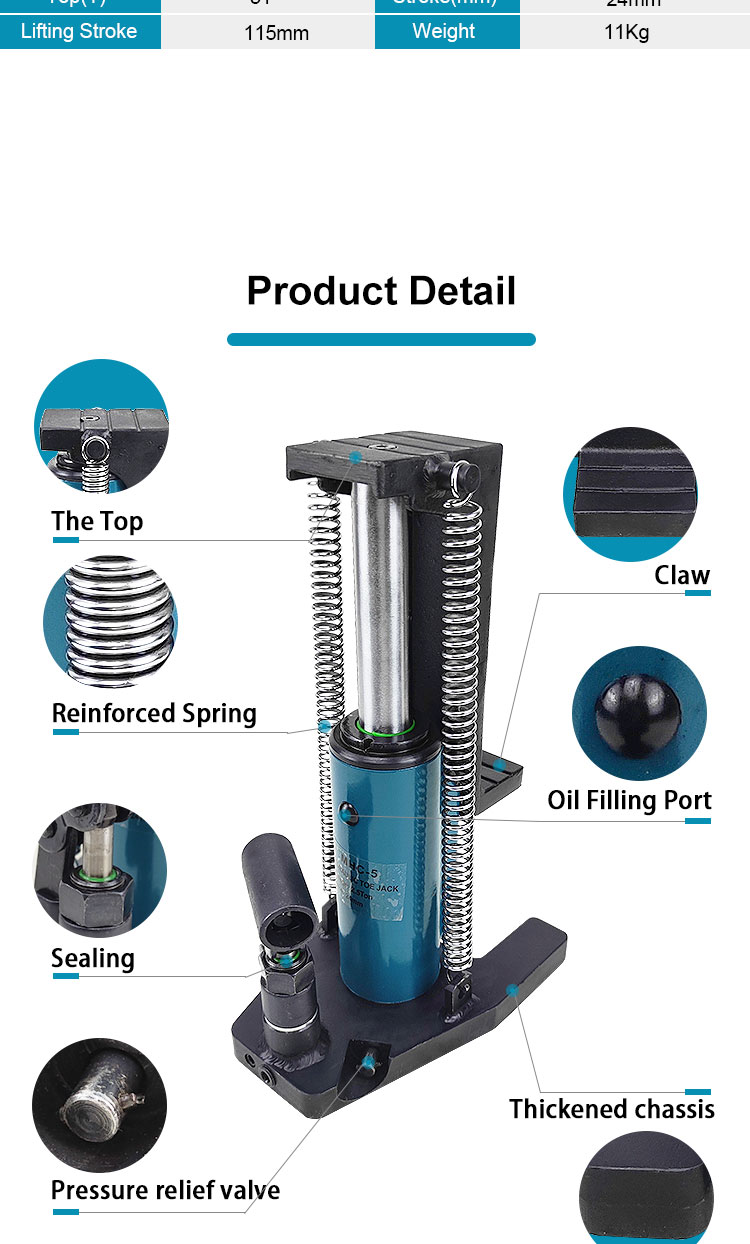 mhc 5 25ton mechanical claw type telescopic hydraulic toe jack-2