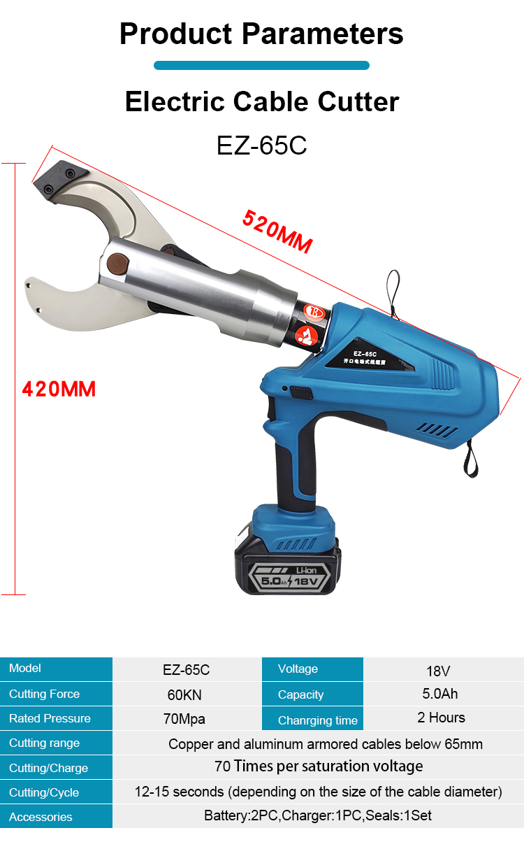 ez 65c cordless battery powered hydraulic cable cutter for dia 105mm armoured cable-1