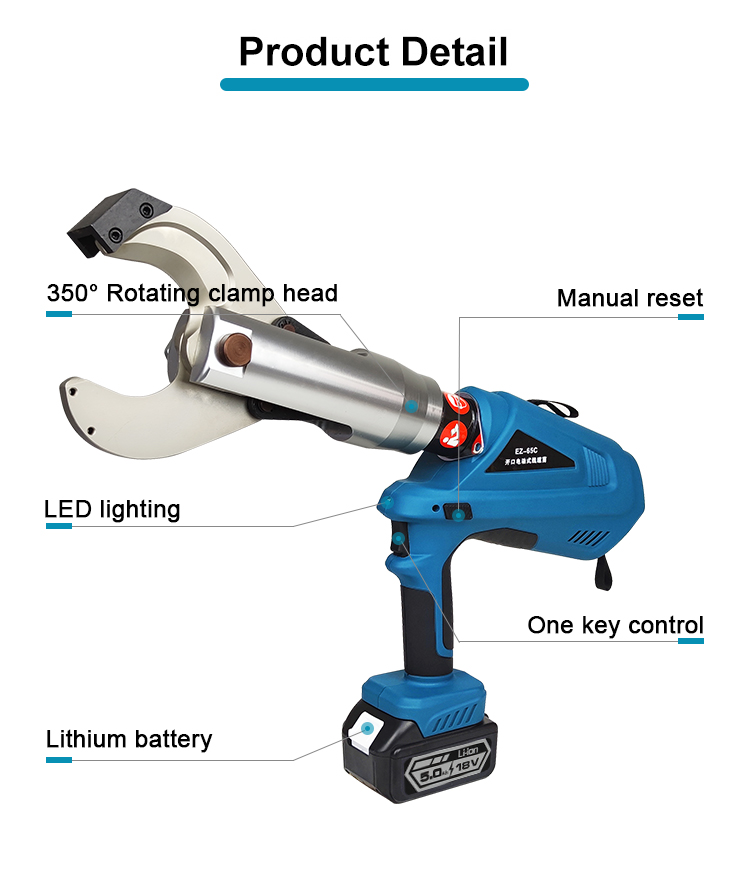 ez 65c cordless battery powered hydraulic cable cutter for dia 105mm armoured cable-2