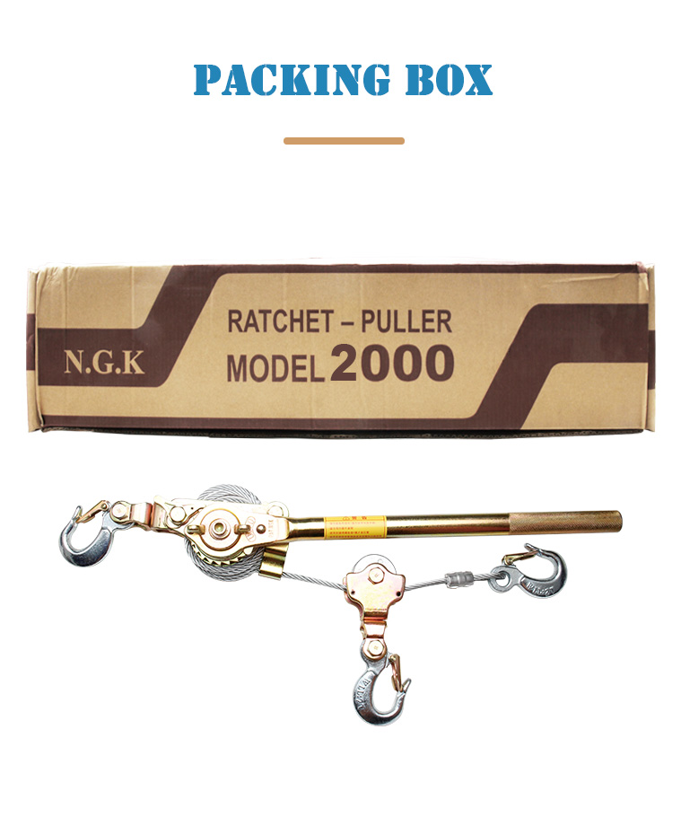 jx 20 2ton ratchet cable puller with 3 hooks-12