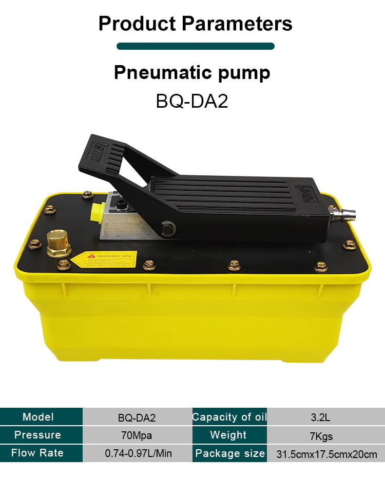 bq da2 pneumatic hydraulic foot pedal air pump with 70 mpa hydraulic pressure for single acting cylinder-1