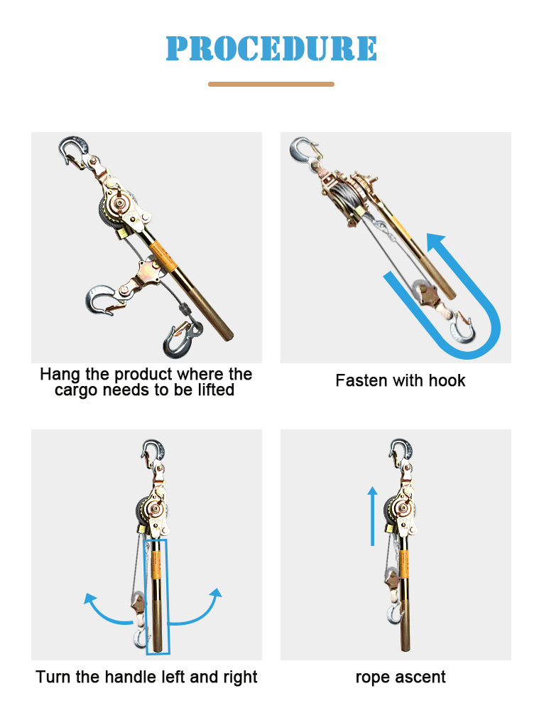 jx 20 2ton ratchet cable puller with 3 hooks-3