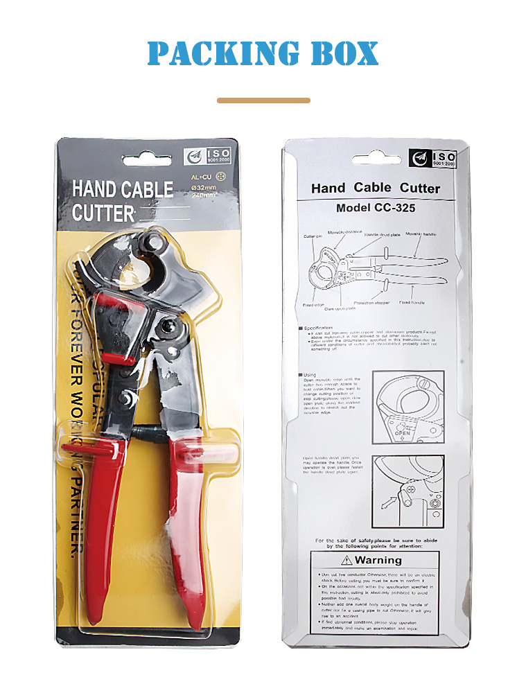 cc 325 industrial grade ratchet cable cutter oem  odm support for cu al 240mm-12