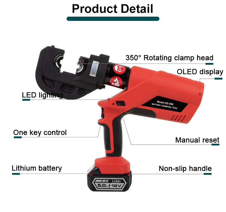 ez 400 16 400 sqmm battery powered hydraulic crimping tool crimper for cu al cable-2