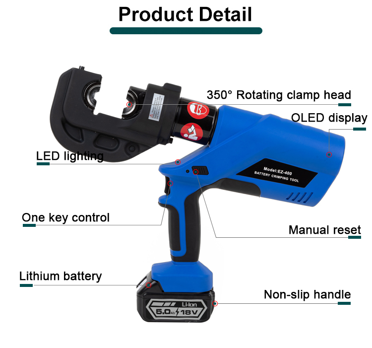 ez 400 16 400 mm2 battery powered hydraulic crimping tool crimper for cu al cable-2