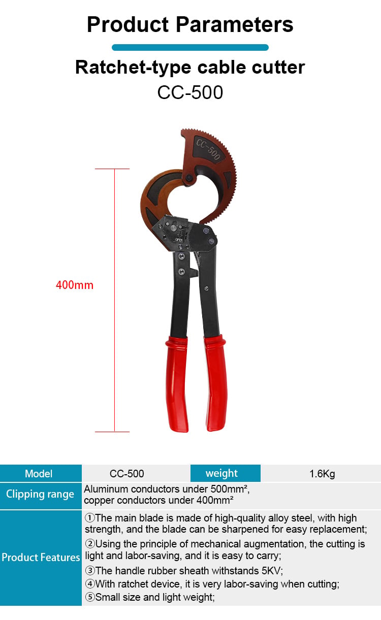 cc 500 heavy duty ratchet electric cable cutter tool armored cable wire cutter-1
