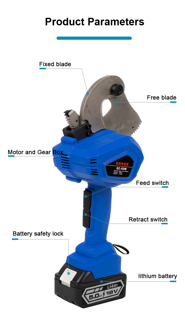ec 50m battery powered electric ratchet cable cutter for armored cable acsr323-2